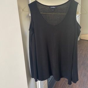Black v neck open shoulder sweater size L